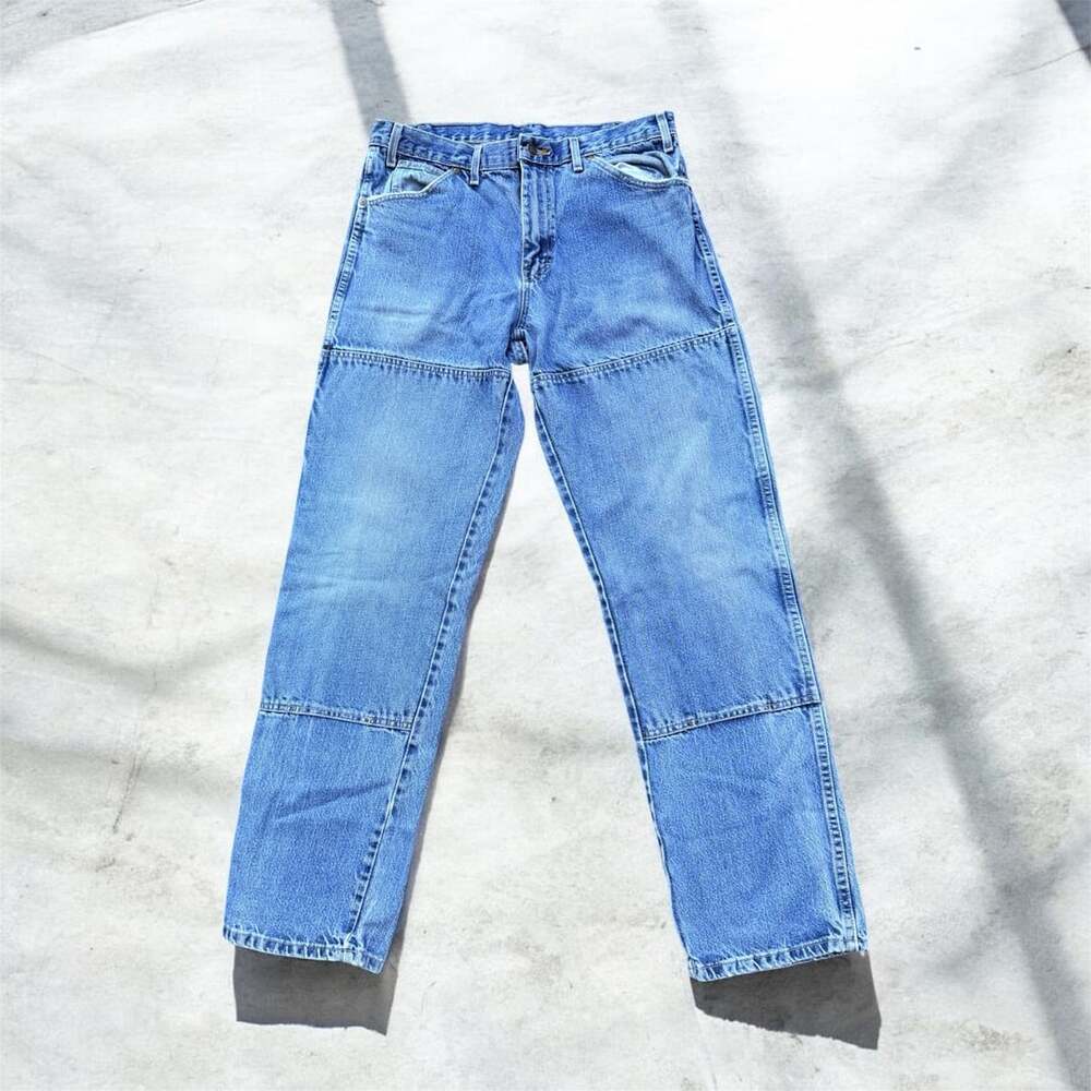 Dickies Double Knee Jeans Size 34x34 Blue Denim Carpenter Workwear 105